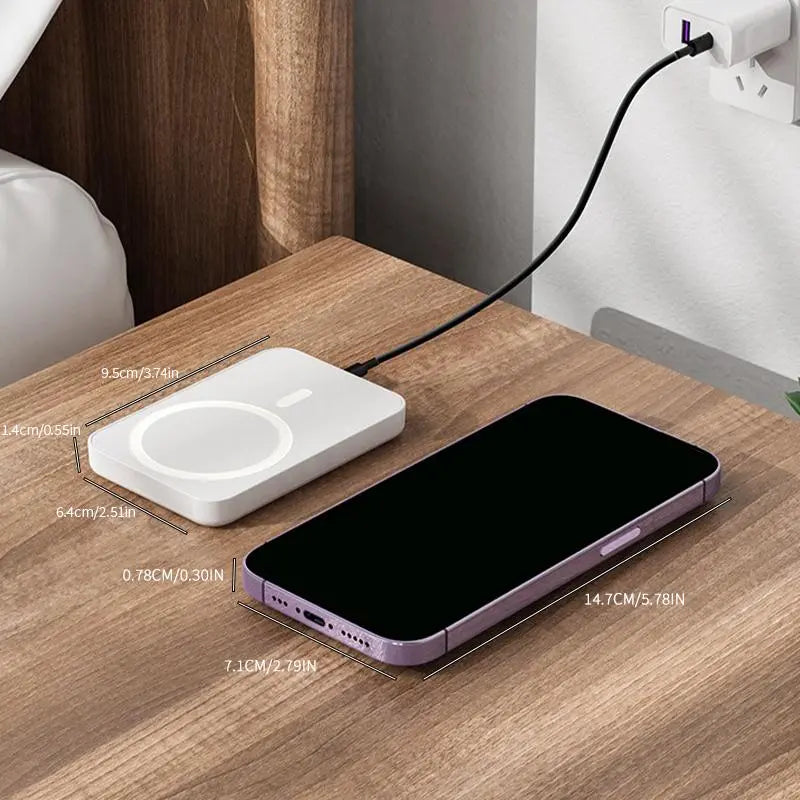 5000mAh Magnetic Power Bank for iPhone 12–17 Series, Works Best with MagSafe Case or No Case, Portable Wireless Charger outdoorfun