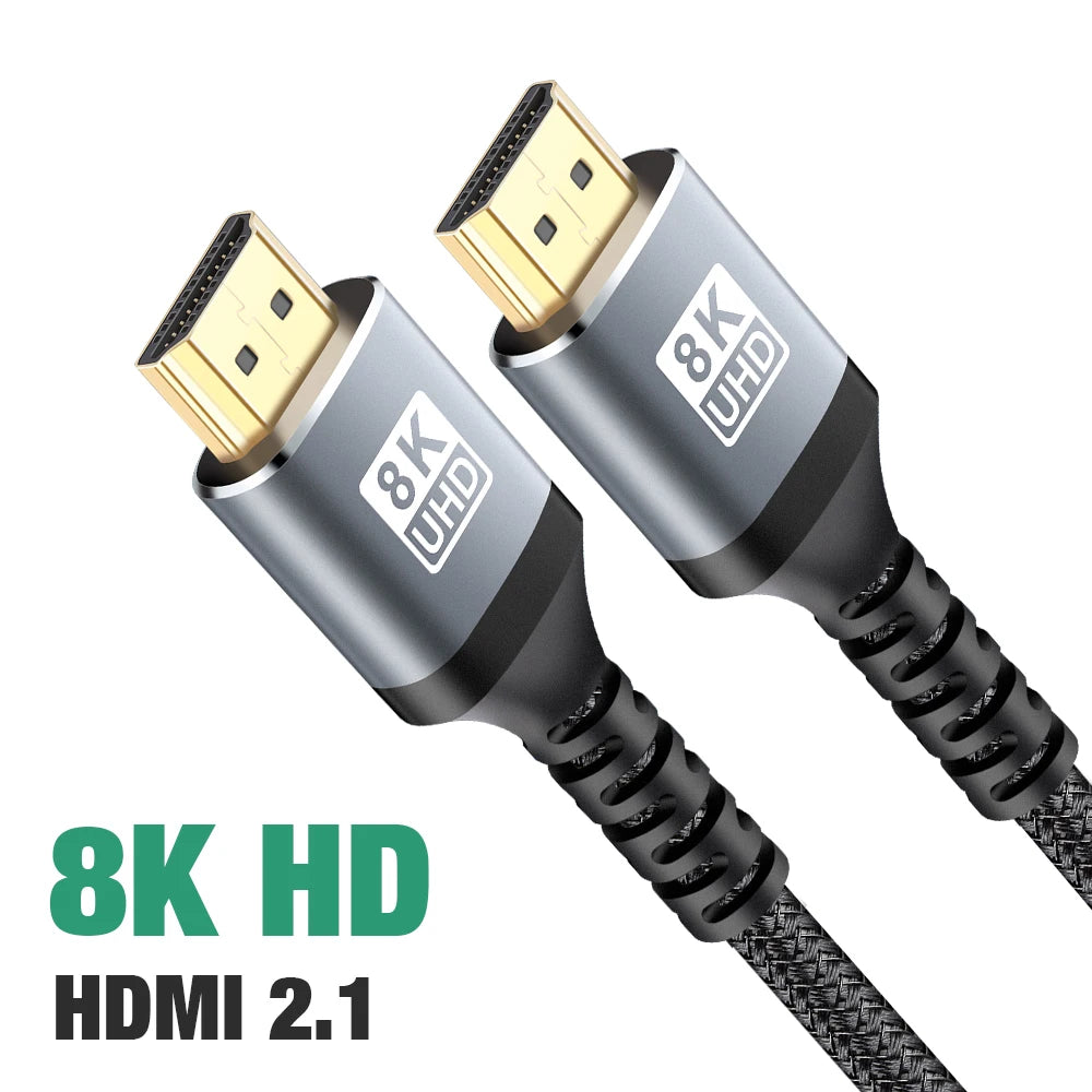 8k HDMI 2.1 Cable Certified 48Gbps High Speed 144Hz 8k 4K 60Hz eARC ARC DTS:X Dolby Atmos HDR10 for Samsung Sony LG Mac PS5 Xbox