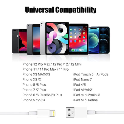 GREPHONE 5 Pack 6ft Long Lighting to USB Cable Compatible with iPhone/iPad/iPod, 5V