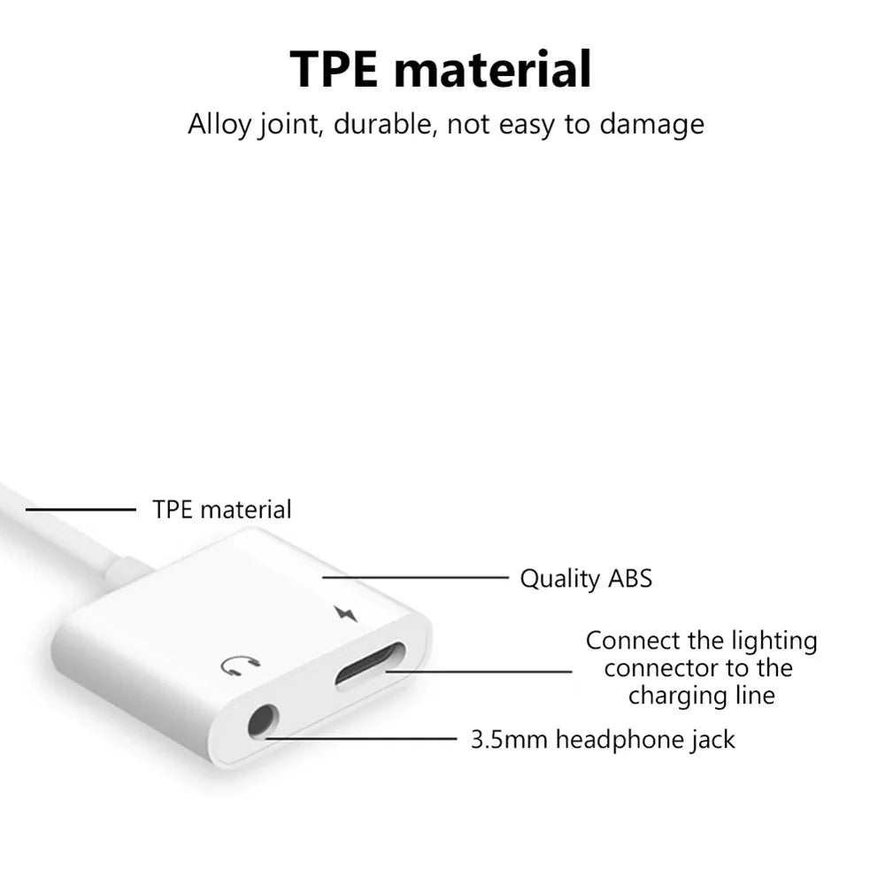 Headphone Adaptador for IPhone 14 13 12 11 X 8 7 Plus Aux Audio Splitter for Lighting To 3.5mm Adapter Earphone Jack Cable